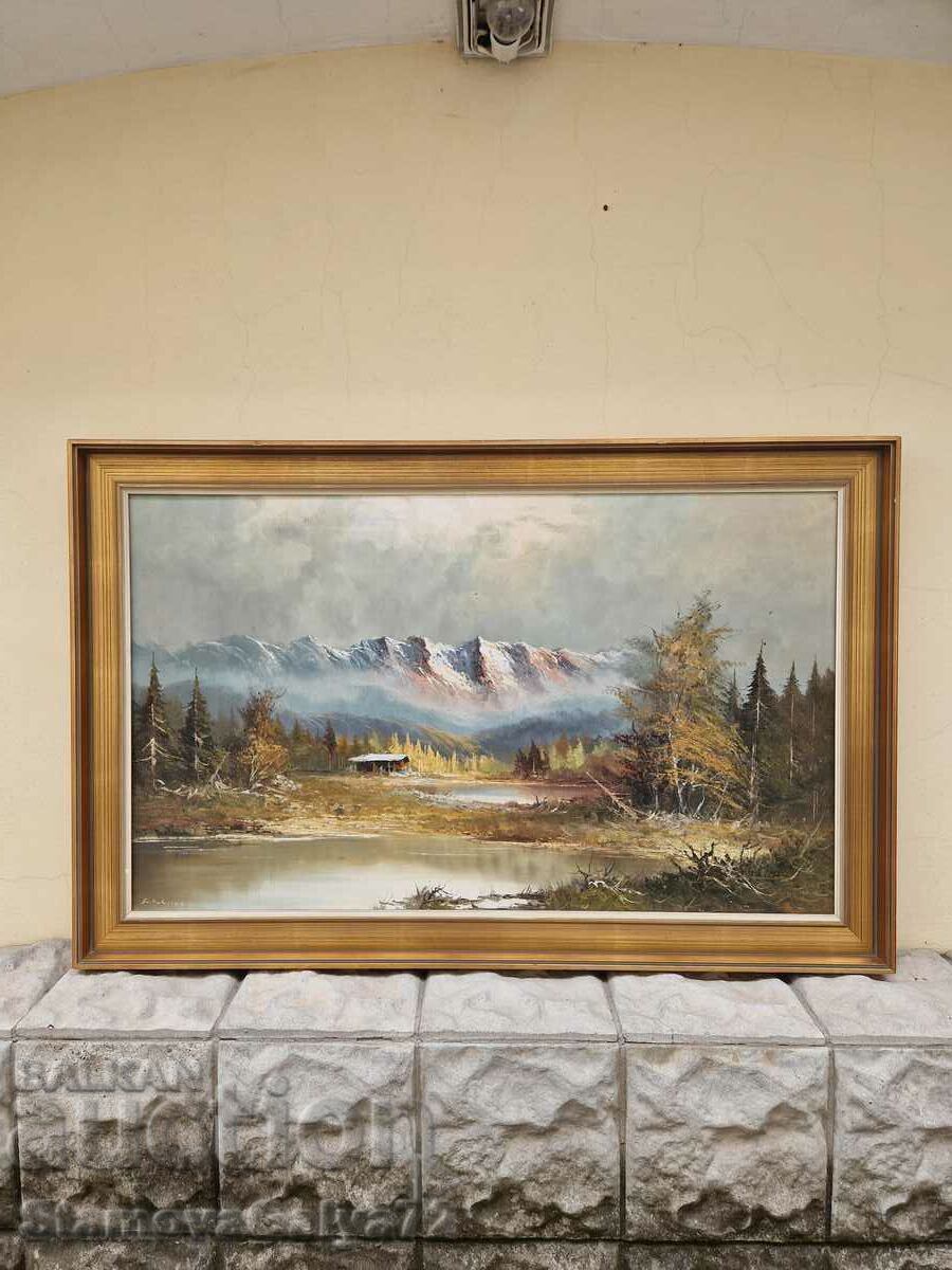Large antique oil on canvas painting Large antique oil on canvas painting