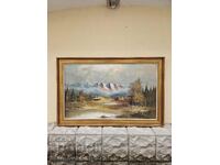 Large antique oil on canvas painting