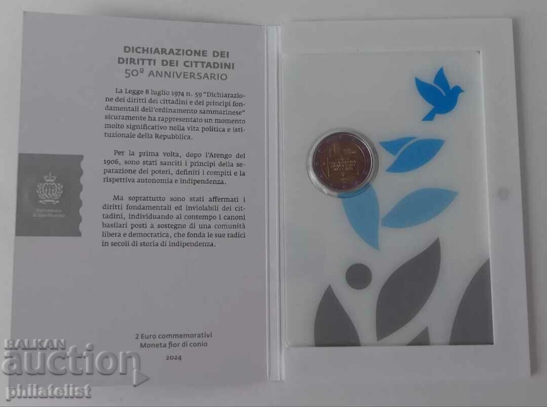 Delivery of San Marino 2024 - 2 euros - 50 years decl. + Domenico Ghirlandaio Delivery of San Marino 2024 - 2 euros - 50 years decl. + Domenico Ghirlandaio