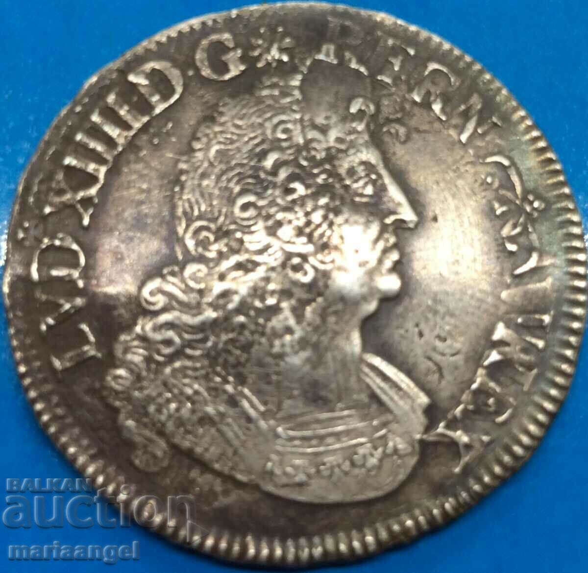 France 1/2 ECU 1693 A - Paris Louis XIV 32mm 13.30g Ag