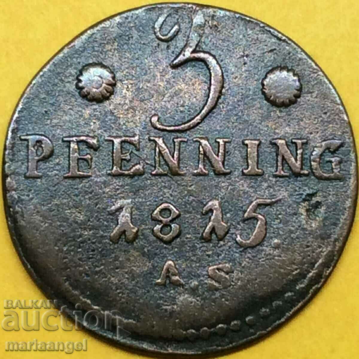 Rostock 3 Pfennig 1815 Mecklenburg Γερμανία - σπάνιο!