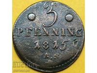 Rostock 3 Pfennig 1815 Mecklenburg Γερμανία - σπάνιο!