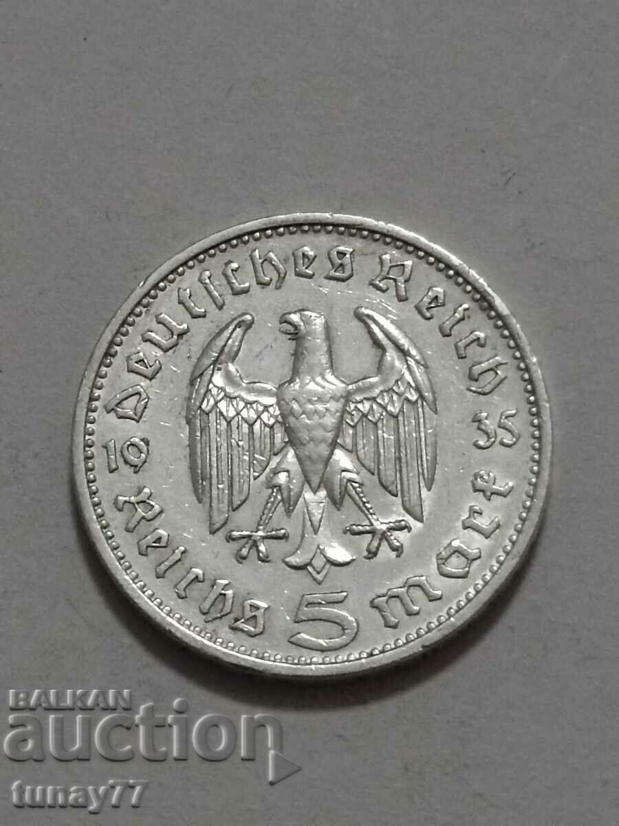 ΑΣΗΜΕΝΙΟ ΝΟΜΙΣΜΑ 5 Reichsmarks 1935 Γερμανία Τρίτο Ράιχ PAUL