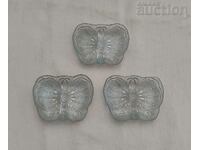 BUTTERFLIES OLD PLASTIC SWEET PLATES 3 PCS