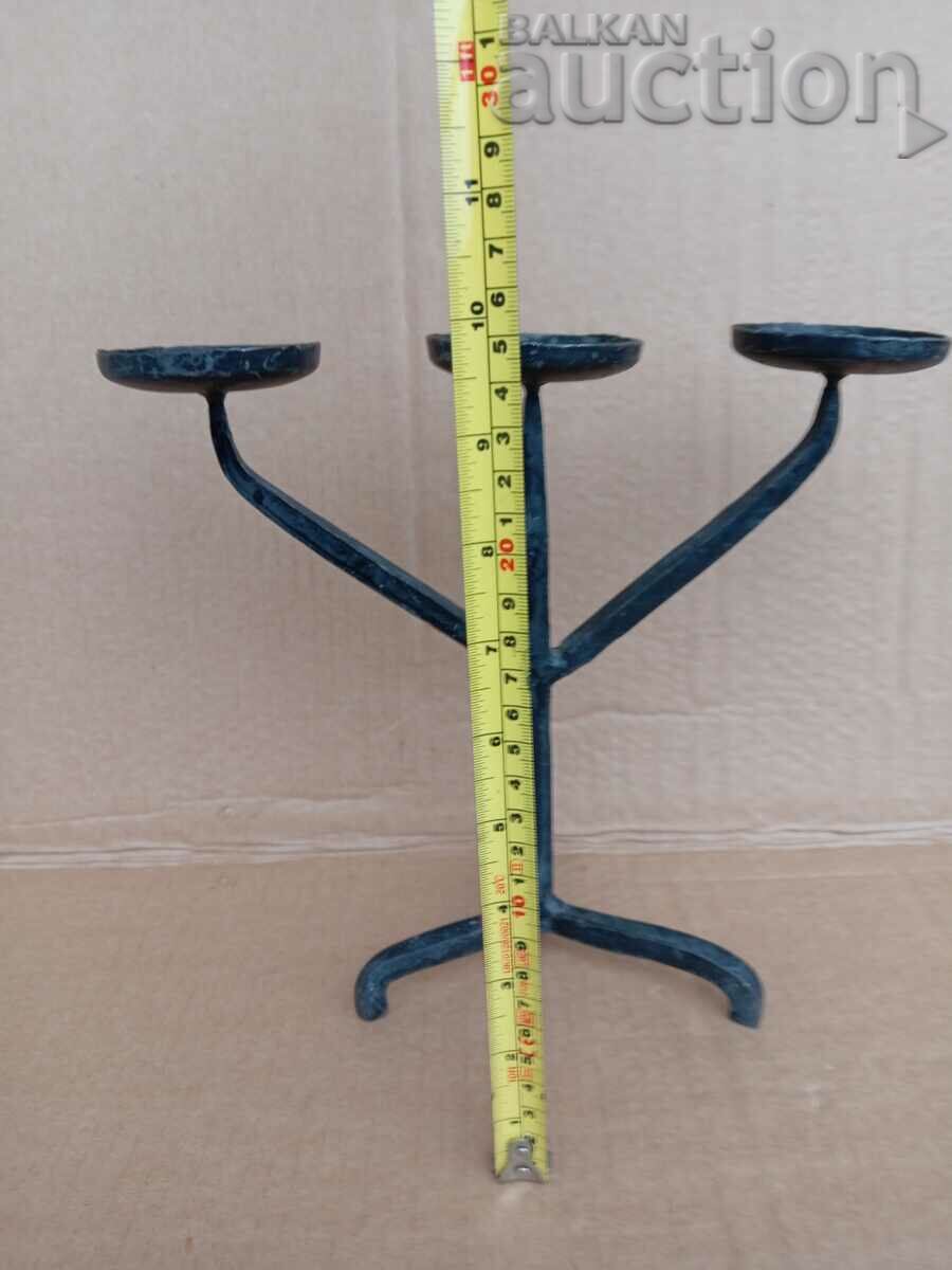 Delivery of Antique iron handmade candlestick lamp trio Delivery of Antique iron handmade candlestick lamp trio