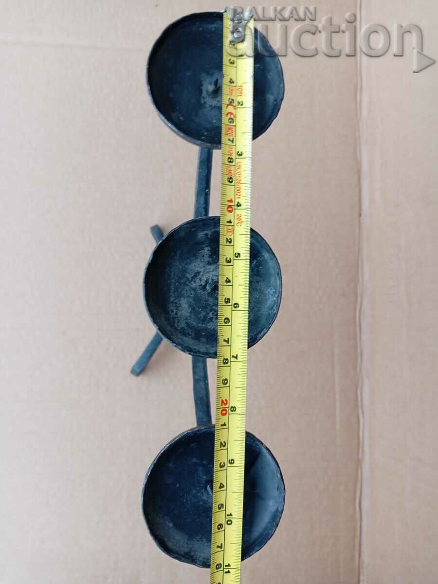 Antique iron handmade candlestick lamp trio - 6 Antique iron handmade candlestick lamp trio - 6