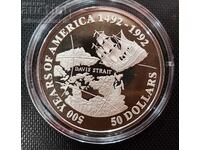 Сребро 1 oz Джон Дейвис 1992 500г. Америка 50 Долара