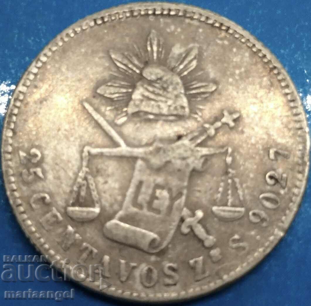 Mexic 1882 25 centavos Tzacatecas 6,67g argint