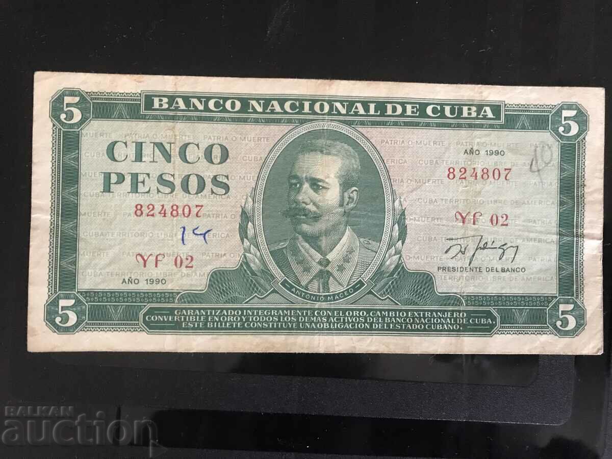 Cuba 5 pesos 1990 Antonio Maceo