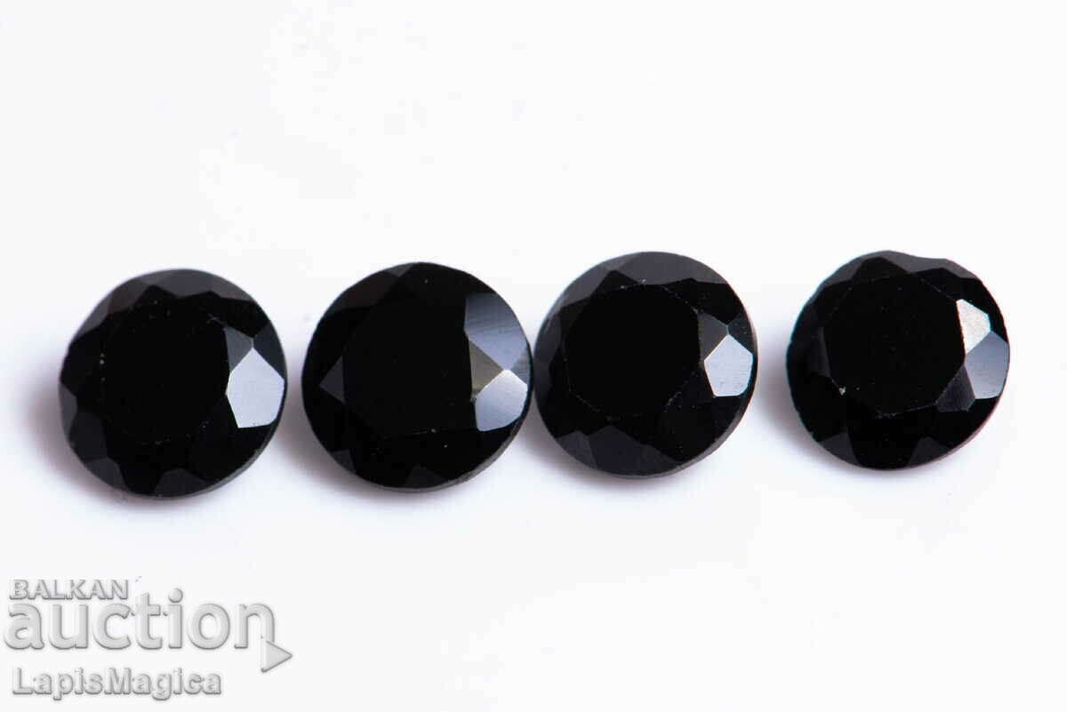 4 buc. Spinel negru 3.80ct 6mm tăiat rotund #6