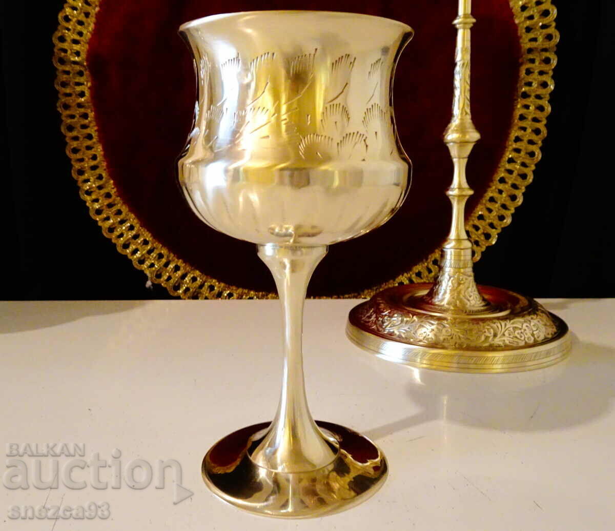 Auction Fantastic bronze goblet, wine glass. Auction Fantastic bronze goblet, wine glass.