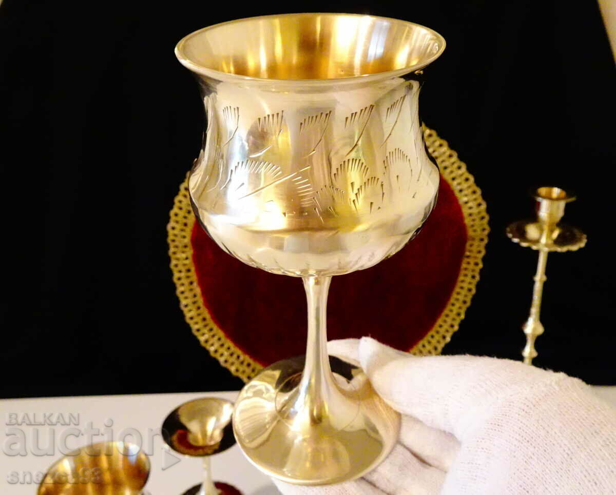 Fantastic bronze goblet, wine glass. - 6 Fantastic bronze goblet, wine glass. - 6