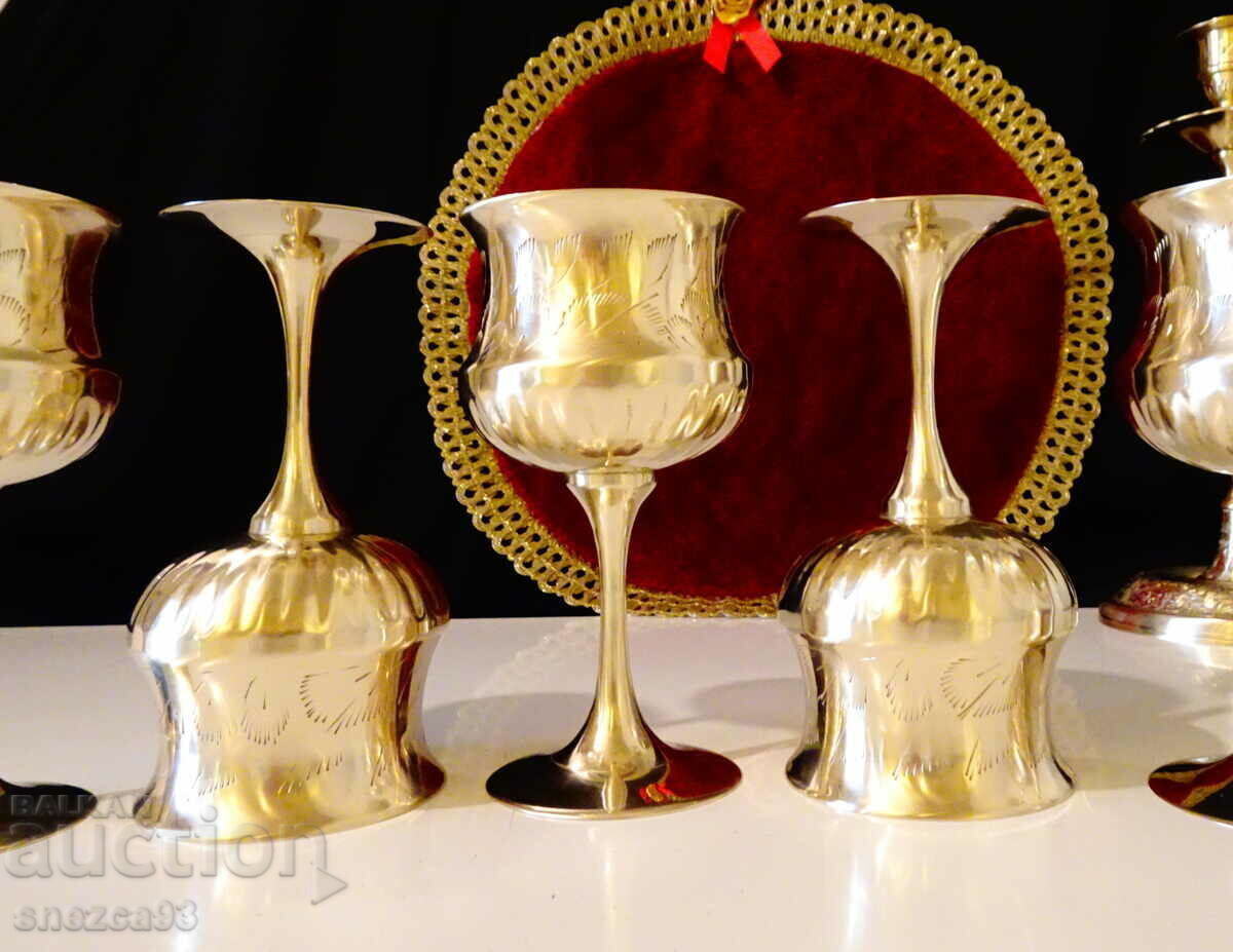 Fantastic bronze service, wine glasses. - 6 Fantastic bronze service, wine glasses. - 6