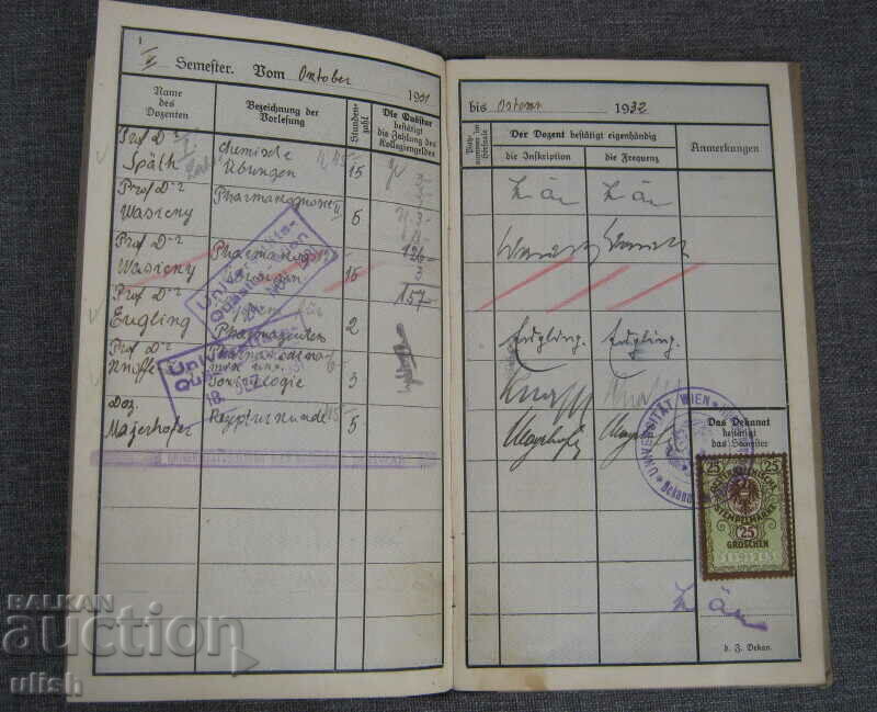 1931 student book Vienna Institute Tsoncho Ganev with price 30.00 BGN | € 15.34 1931 student book Vienna Institute Tsoncho Ganev with price 30.00 BGN | € 15.34