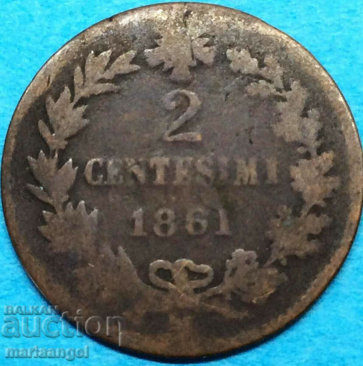 2 centesimi 1861 Italy M - Milan