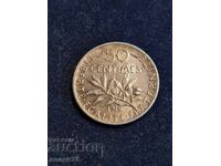 Silver coin 50 centimes 1916