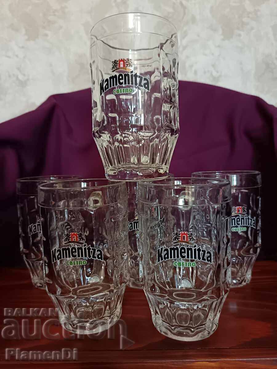 Lot of 6 glass beer mugs - Kamenitza Lot of 6 glass beer mugs - Kamenitza