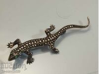 Old Art Deco Silver "lizard" brooch with marcasite