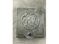 Old Religious business card box - silver plated