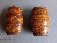 OLD PYROGRAPHED WOODEN PAVUR, PAVUR 2 pieces