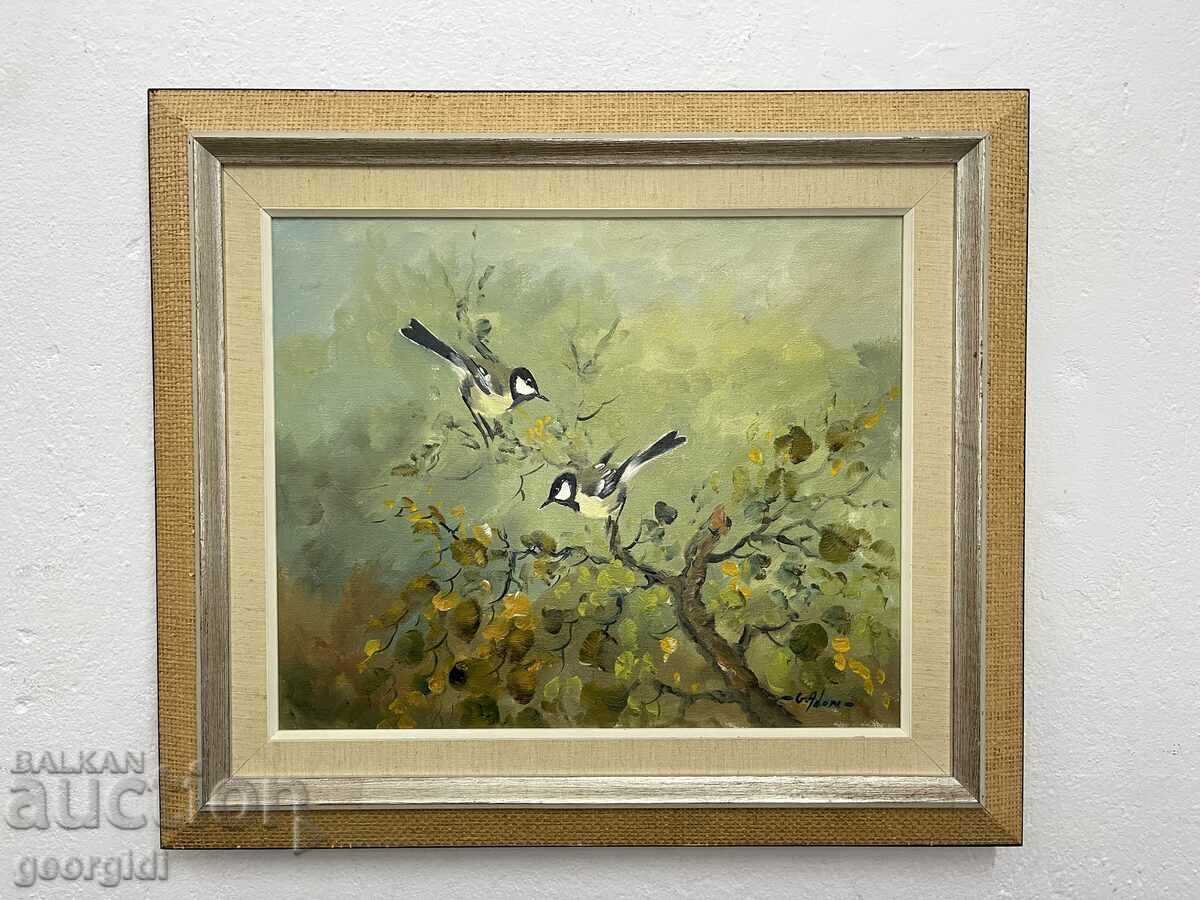 Oil painting by - Gustav Adon / landscape / birds. #6180