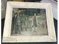 Old military lithograph Captain Petko voivoda - with frame