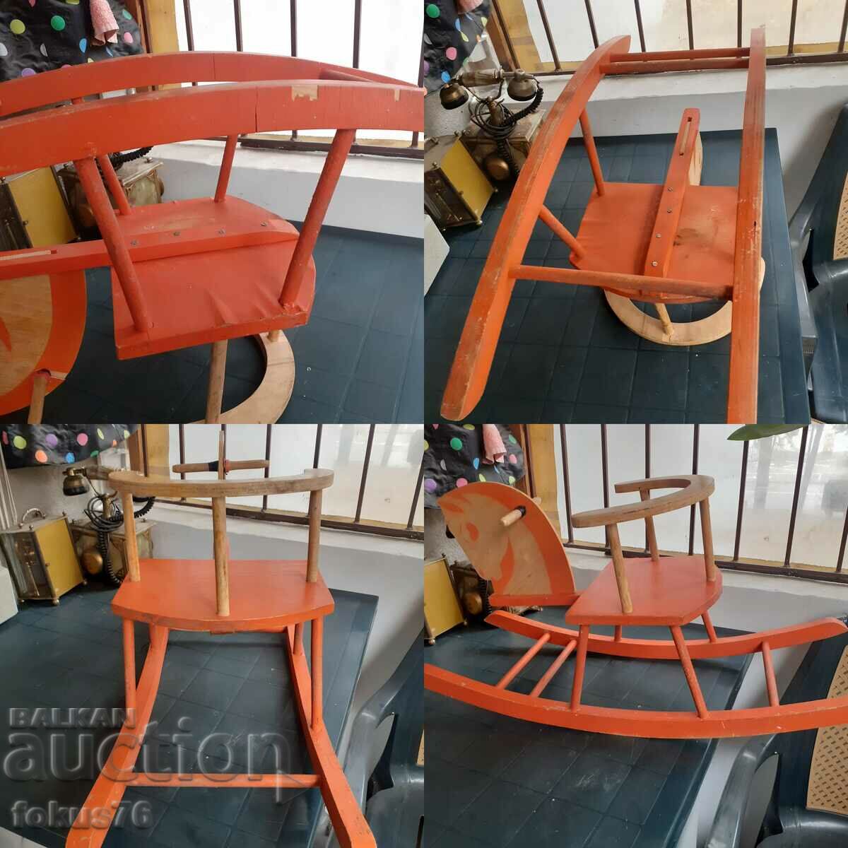 Old large children's wooden horse toy swing Soc. - 7 Old large children's wooden horse toy swing Soc. - 7