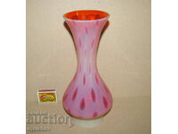 Old vase 25cm hand blown double layer colored glass excellent