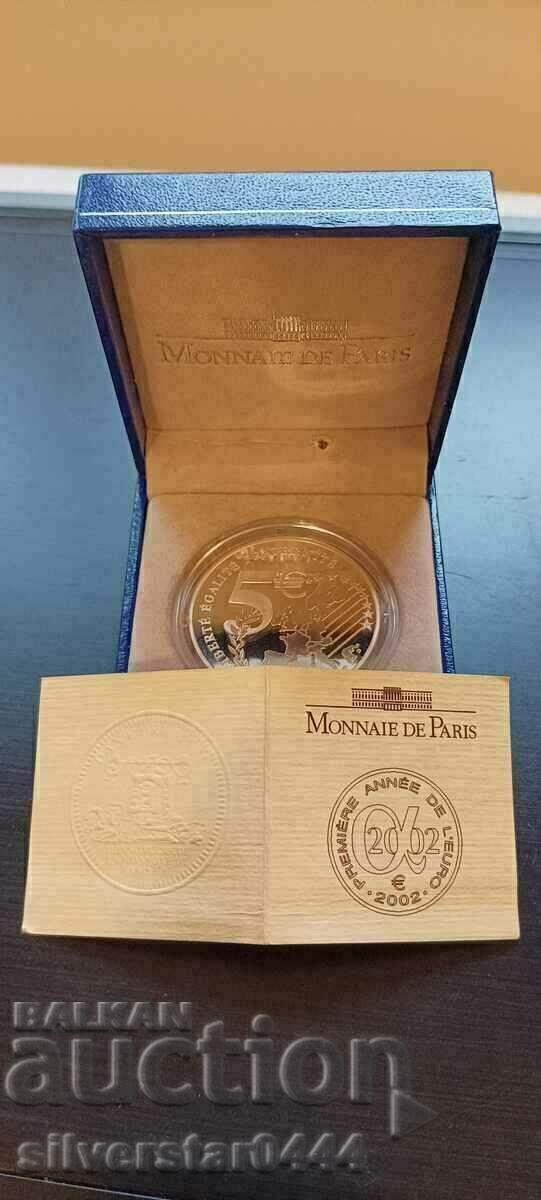 Silver coin 5 euro France 2002 - 5 Silver coin 5 euro France 2002 - 5