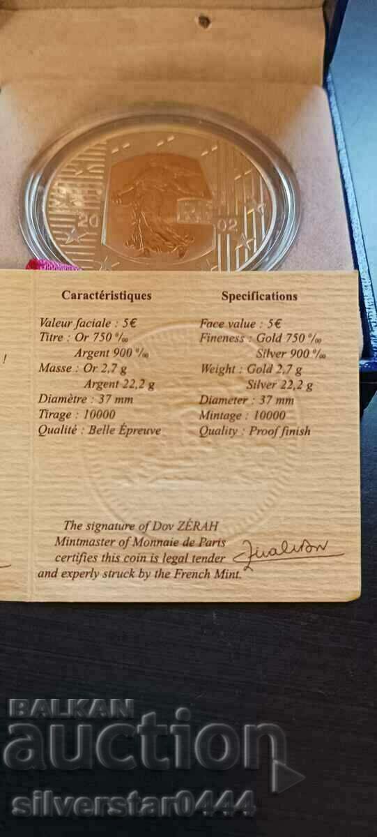 Silver coin 5 euro France 2002 - 7 Silver coin 5 euro France 2002 - 7