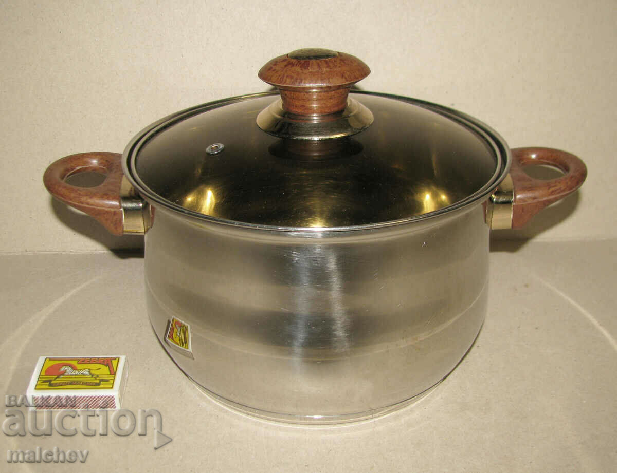 Pot 21.5 cm stainless Reno bakel. handles preserved