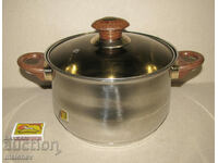 Pot 21.5 cm stainless Reno bakel. handles preserved