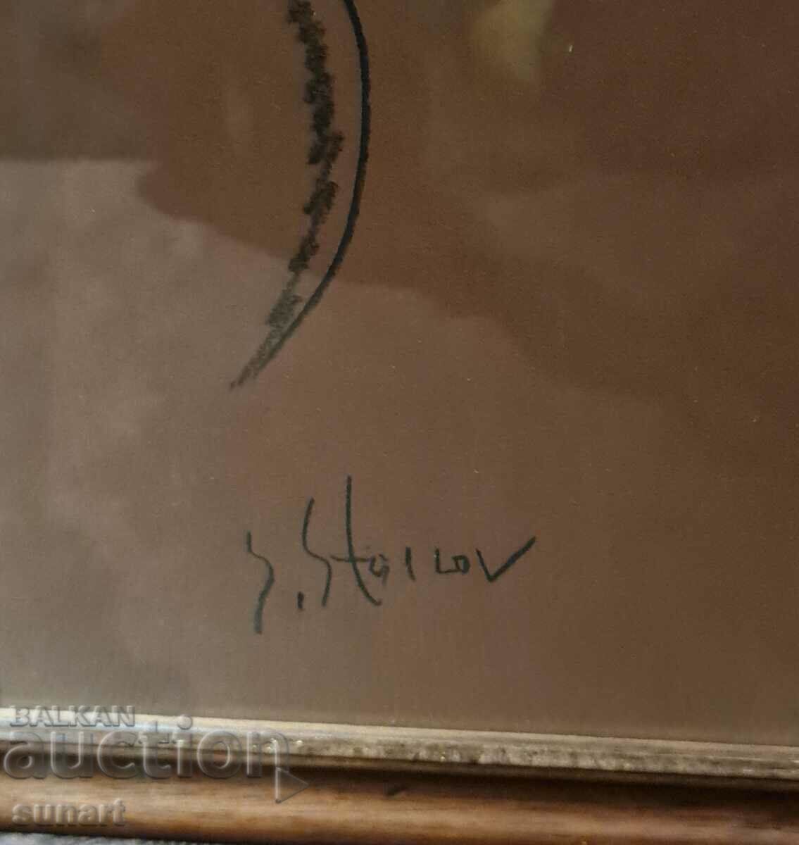 Auction painting STOYMEN STOILOV signed pastel 70 X 50 cm myths2 Auction painting STOYMEN STOILOV signed pastel 70 X 50 cm myths2