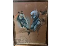 painting STOYMEN STOILOV signed pastel 70 X 50 cm myths2