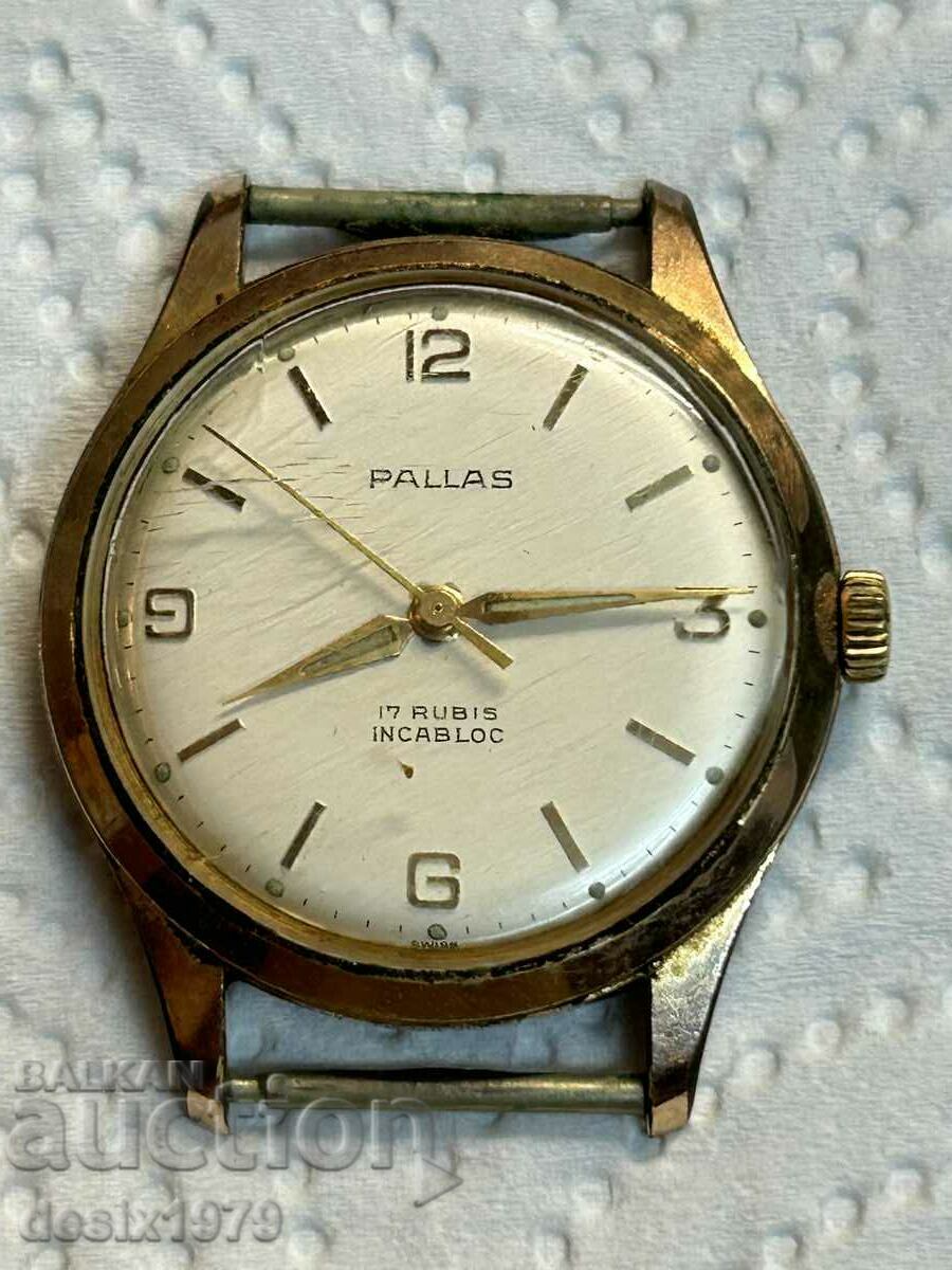 Rare PALLAS gold plated mechanical wristwatch