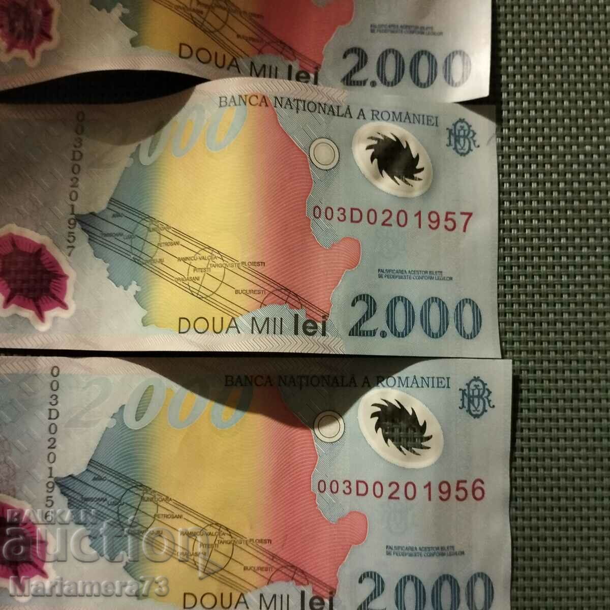 Bancnota 2000 lei eclipsa 1999.