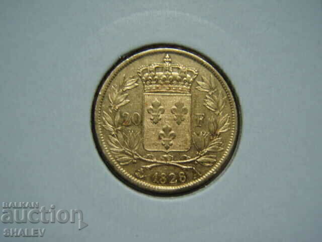 Livrarea 20 franci 1828 A Franța (20 franci Franța) - AU (aur)