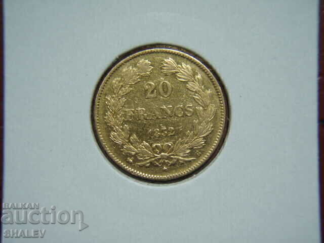 Livrarea 20 franci 1832 în Franța (20 franci Franța) - AU (aur)