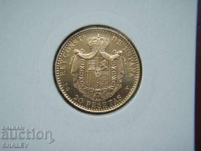 20 Pesetas 1887 Spania (19*62) Spania (2) - AU/Unc (aur) cu preț € 915.16 | 1789.90 BGN