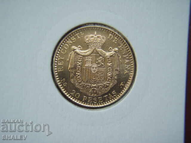 Auction 20 Pesetas 1887 Spain (19*62) Spain (2) - AU/Unc (gold) Auction 20 Pesetas 1887 Spain (19*62) Spain (2) - AU/Unc (gold)