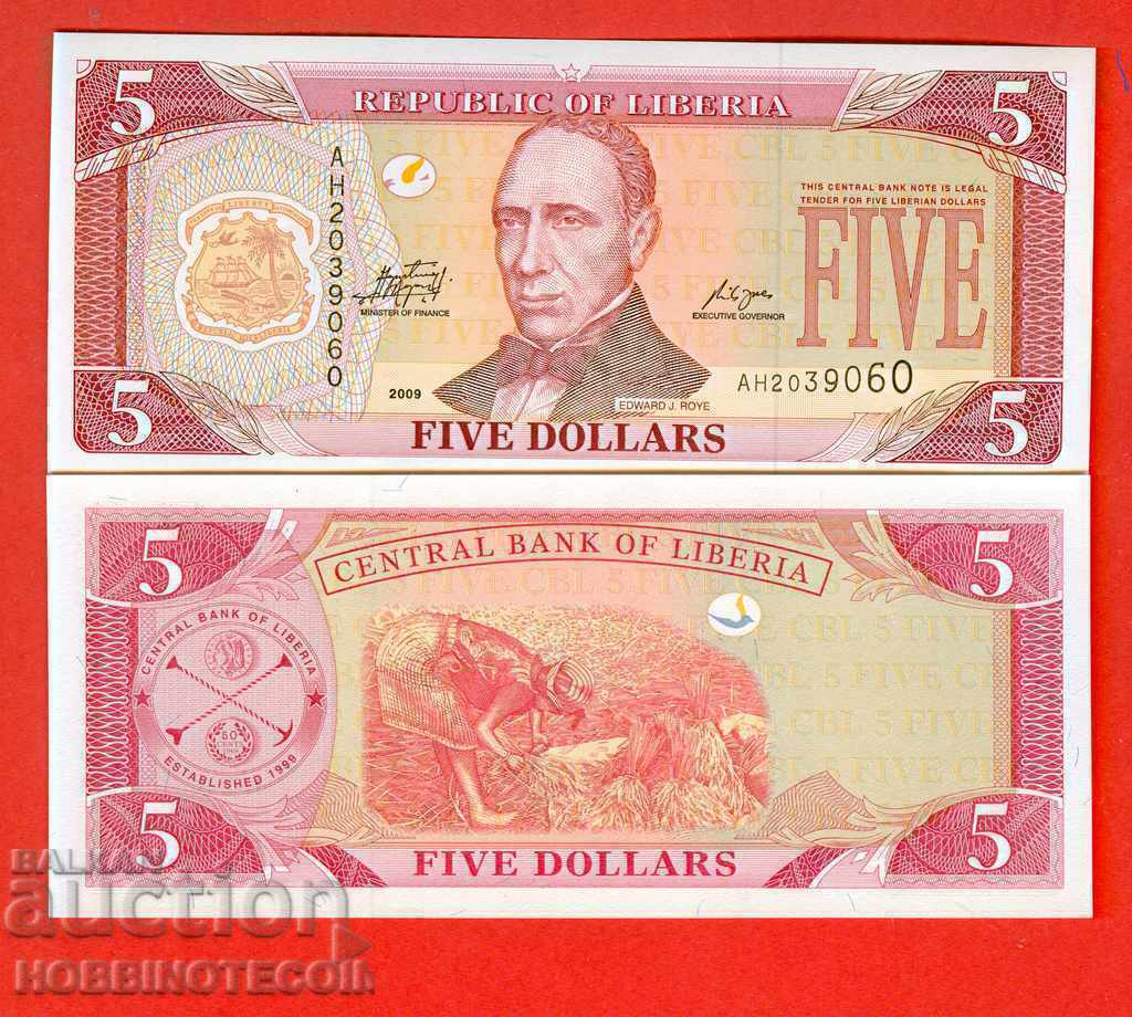 LIBERIA LIBERIA 5 $ emisiune 2009 NOU UNC LIBERIA LIBERIA 5 $ emisiune 2009 NOU UNC