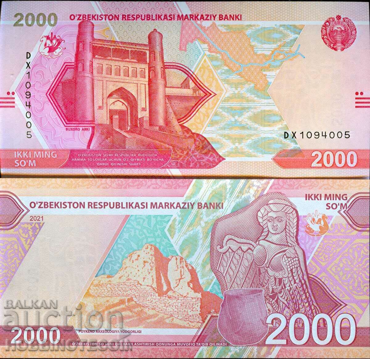 UZBEKISTAN OZBEKISTAN 2000 2.000 Sumă emisiune 2021 UNC