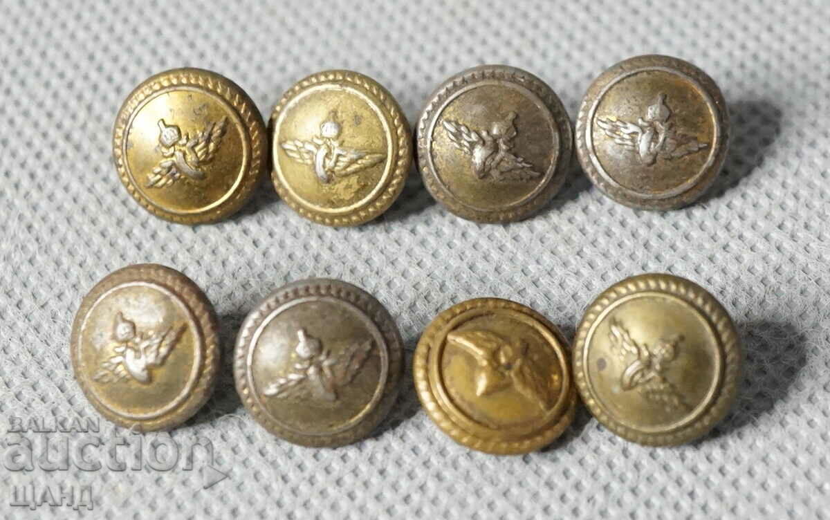 Kingdom of Bulgaria set of 8 parade buttons BDZ uniform 12 mm