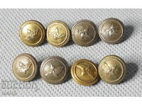 Kingdom of Bulgaria set of 8 parade buttons BDZ uniform 12 mm