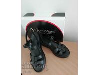 Italian leather sandals, black, size 36