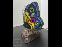 Tiffany style mini stained glass butterfly table lamp. #6200