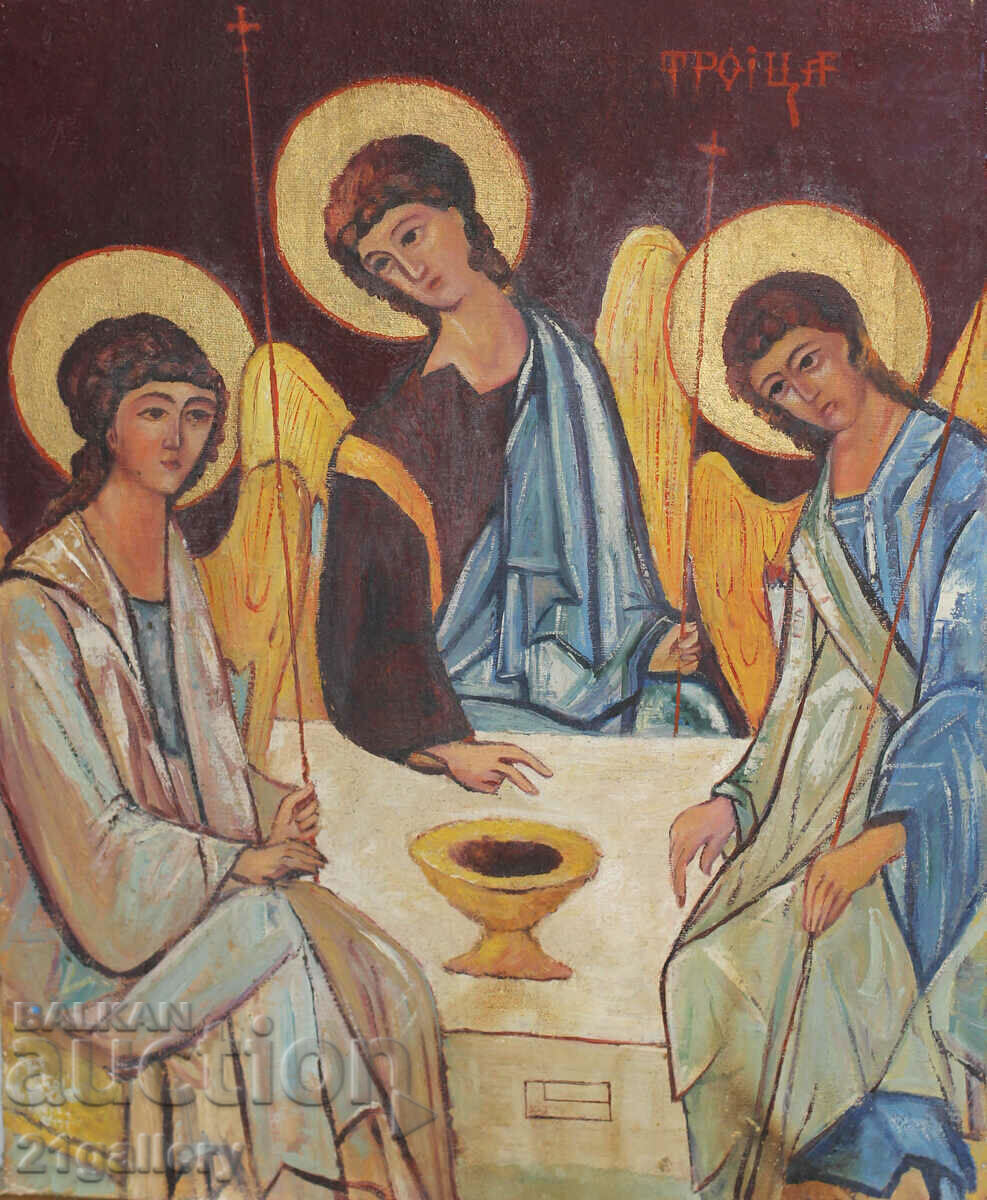 Маслена картина религиозна тематика Света Троица с цена 500.00 лв. | € 255.65 Маслена картина религиозна тематика Света Троица с цена 500.00 лв. | € 255.65