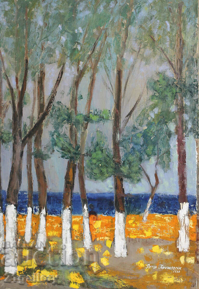 Peter Krumovski (1927–2019), oil landscape 1956 Peter Krumovski (1927–2019), oil landscape 1956