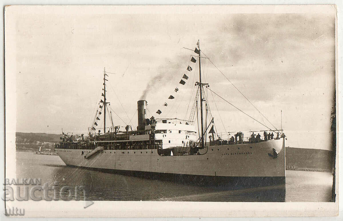 Bulgaria, Varna, steamship Tsar Ferdinand, RPPC, traveling