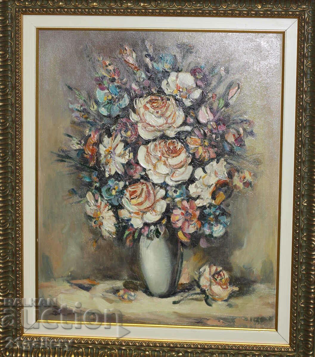 Zlatina Chifudova - Dertlieva, oil paints still life with roses with price 1000.00 BGN | € 511.29